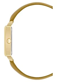 Square Marigold Faux Leather Band Watch