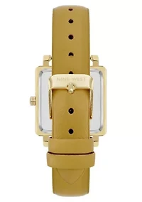 Square Marigold Faux Leather Band Watch