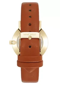 Quartz Round Faux Leather Band Watch