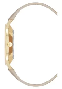 Quartz Round Ivory Faux Leather Band Watch