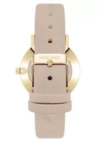 Quartz Round Ivory Faux Leather Band Watch