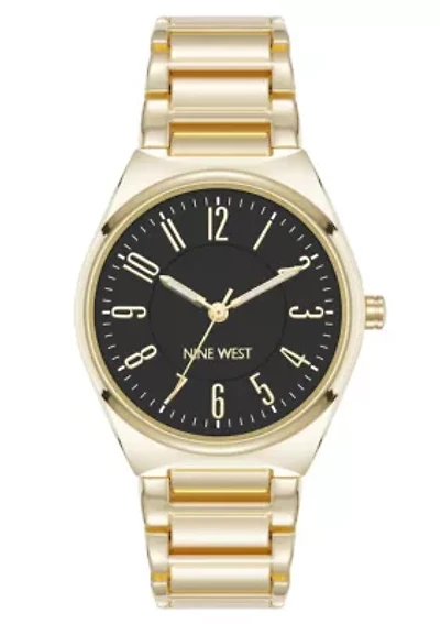 Quartz Round Gold-tone Metal Alloy Link Bracelet Watch
