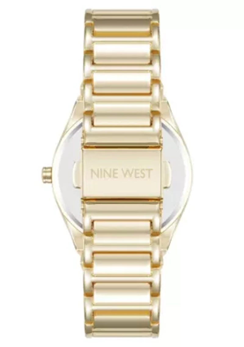 Quartz Round Gold-tone Metal Alloy Link Bracelet Watch