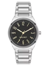 Quartz Round Two-tone Metal Alloy Link Bracelet Watch