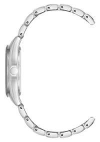 Quartz Round Two-tone Metal Alloy Link Bracelet Watch