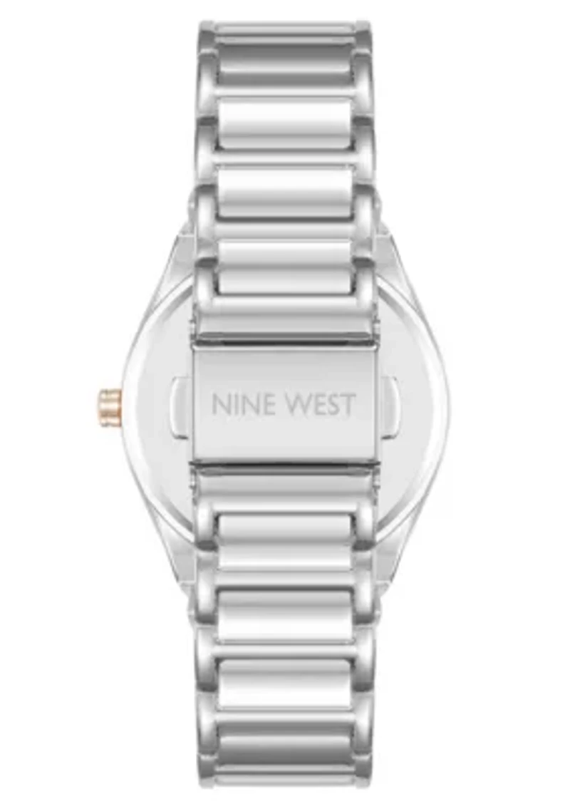 Quartz Round Two-tone Metal Alloy Link Bracelet Watch