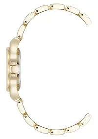 Women's Round Gold-tone Metal Alloy Link Bracelet Watch