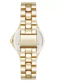 Women's Round Gold-tone Metal Alloy Link Bracelet Watch