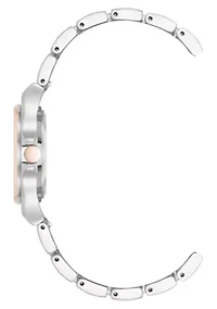Women's Round Two-tone Metal Alloy Link Bracelet Watch