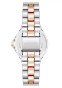 Women's Round Two-tone Metal Alloy Link Bracelet Watch