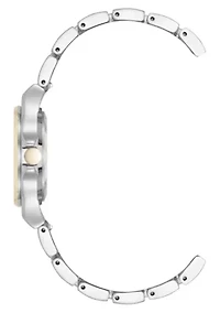 Women's Round Two-tone Metal Alloy Link Bracelet Watch