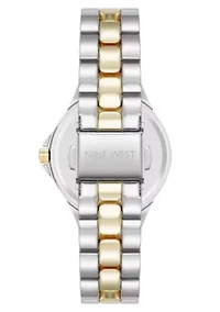 Women's Round Two-tone Metal Alloy Link Bracelet Watch
