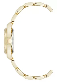 Women's Round Gold-tone Metal Alloy Link Bracelet Watch