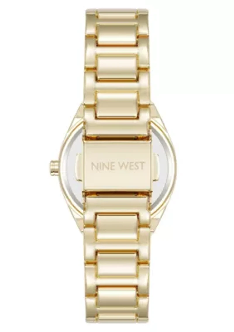 Women's Round Gold-tone Metal Alloy Link Bracelet Watch