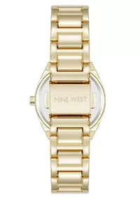 Women's Round Gold-tone Metal Alloy Link Bracelet Watch