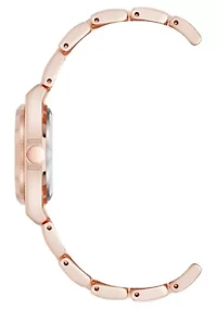 Women's Round Rose Gold-tone Metal Alloy Link Bracelet Watch