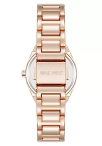 Women's Round Rose Gold-tone Metal Alloy Link Bracelet Watch