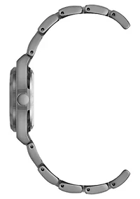Women's Round Dark Gray Metal Alloy Link Bracelet Watch