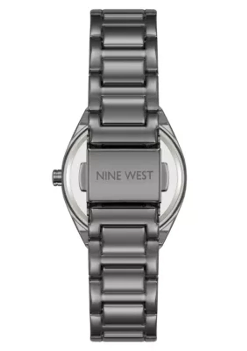 Women's Round Dark Gray Metal Alloy Link Bracelet Watch