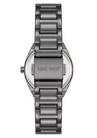 Women's Round Dark Gray Metal Alloy Link Bracelet Watch