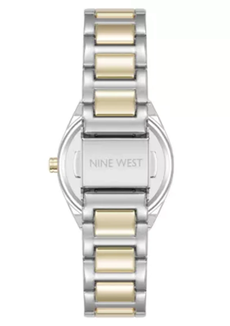 Women's Round Two-tone Metal Alloy Link Bracelet Watch