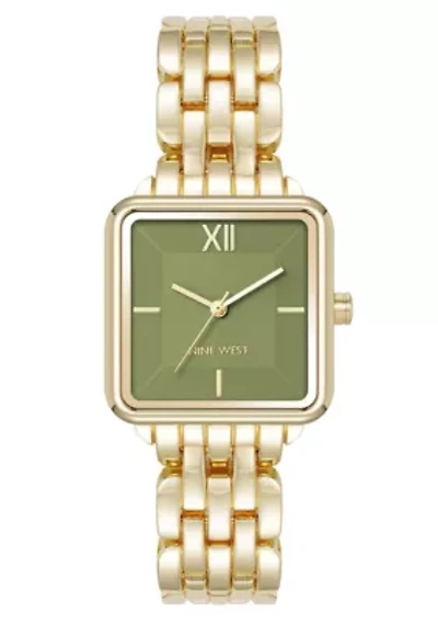Quartz Square Gold-tone Metal Alloy Link Bracelet Watch