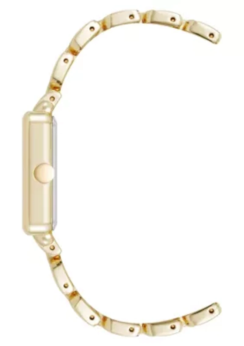 Quartz Square Gold-tone Metal Alloy Link Bracelet Watch