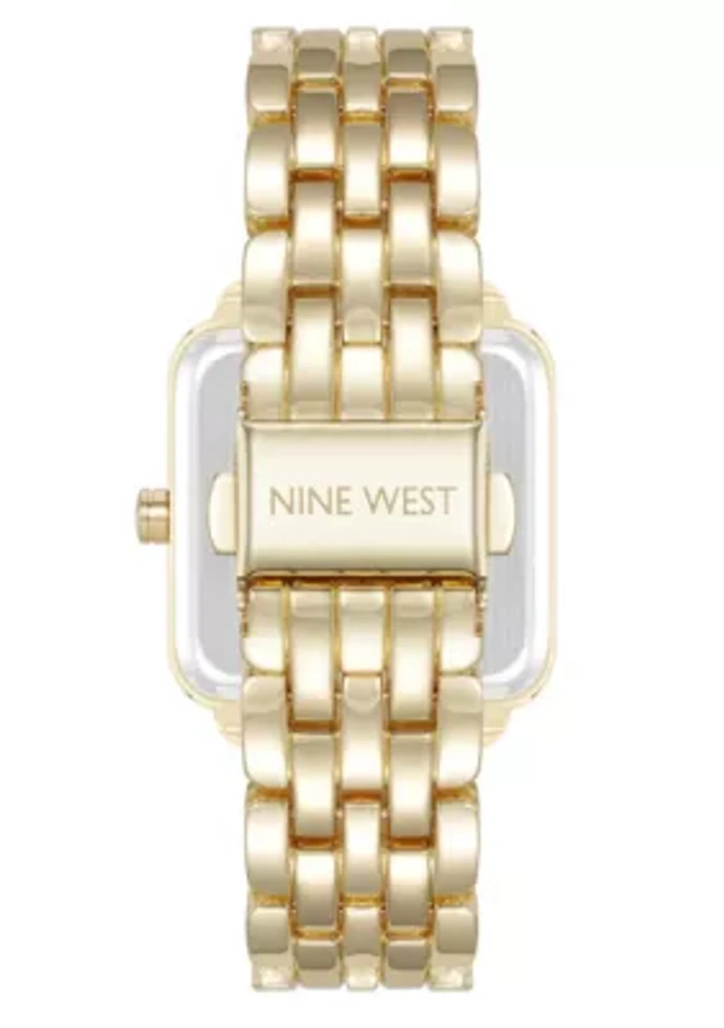 Quartz Square Gold-tone Metal Alloy Link Bracelet Watch