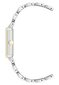 Quartz Square Two-tone Metal Alloy Link Bracelet Watch