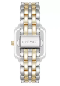 Quartz Square Two-tone Metal Alloy Link Bracelet Watch