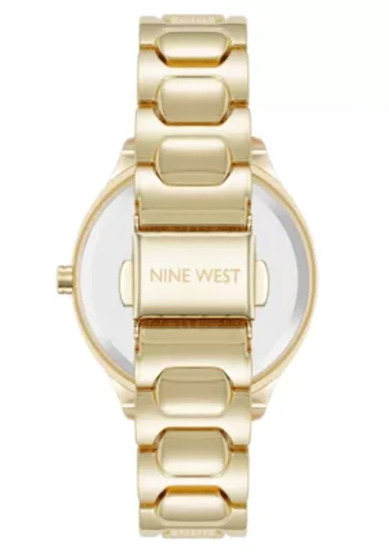 Quartz Round Gold-tone Metal Alloy Link Bracelet Watch