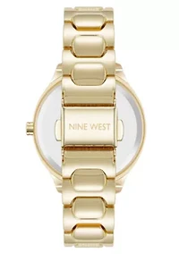 Quartz Round Gold-tone Metal Alloy Link Bracelet Watch