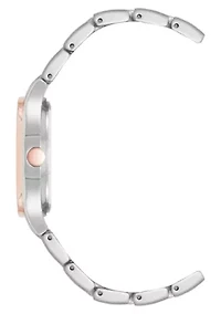 Quartz Round Two-tone Metal Alloy Link Bracelet Watch