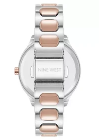 Quartz Round Two-tone Metal Alloy Link Bracelet Watch