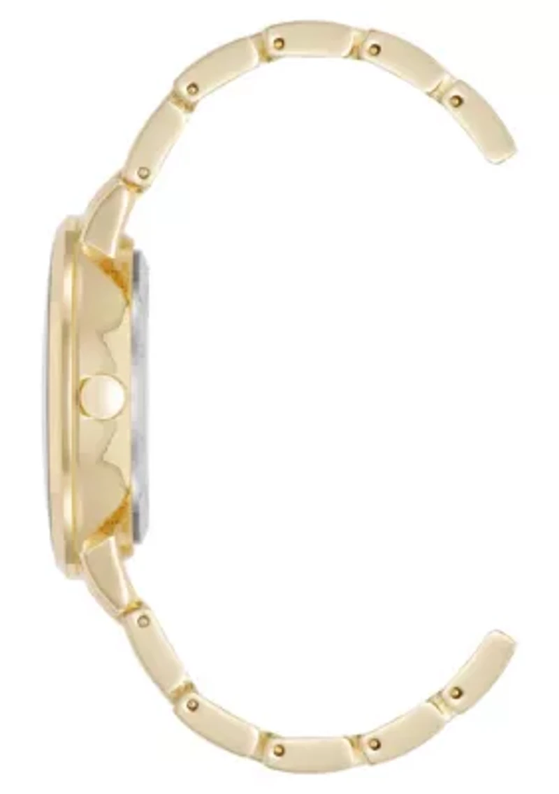 Women's Round Gold-tone Metal Alloy Link Bracelet Watch