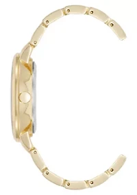 Women's Round Gold-tone Metal Alloy Link Bracelet Watch