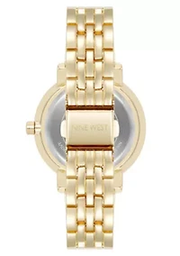Women's Round Gold-tone Metal Alloy Link Bracelet Watch