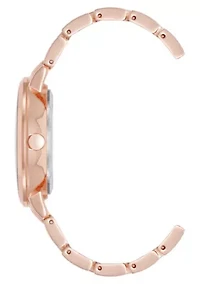 Women's Round Rose Gold-tone Metal Alloy Link Bracelet Watch