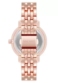 Women's Round Rose Gold-tone Metal Alloy Link Bracelet Watch
