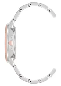 Women's Round Two-tone Metal Alloy Link Bracelet Watch