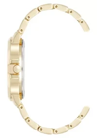 Women's Round Gold-tone Metal Alloy Link Bracelet Watch