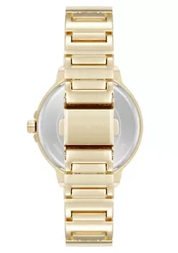 Women's Round Gold-tone Metal Alloy Link Bracelet Watch