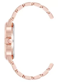 Women's Round Rose Gold-tone Metal Alloy Link Bracelet Watch