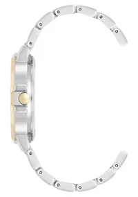 Women's Round Two-tone Metal Alloy Link Bracelet Watch