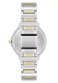 Women's Round Two-tone Metal Alloy Link Bracelet Watch
