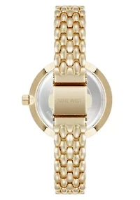 Quartz Round Gold-tone Metal Alloy Link Bracelet Watch