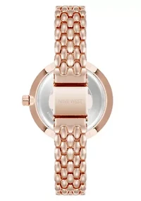 Quartz Round Rose Gold-tone Metal Alloy Link Bracelet Watch