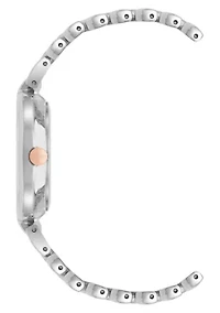 Quartz Round Two-tone Metal Alloy Link Bracelet Watch