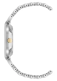 Quartz Round Two-tone Metal Alloy Link Bracelet Watch