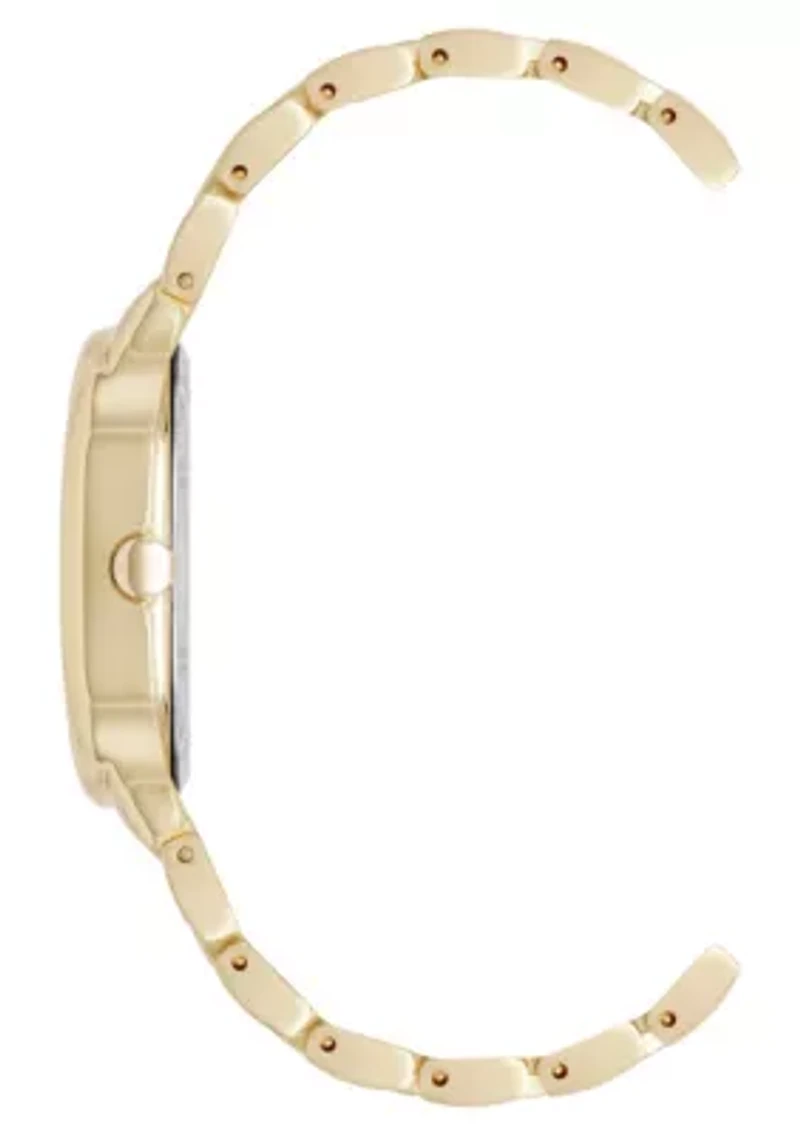 Quartz Oval Gold-tone Metal Alloy Link Bracelet Watch